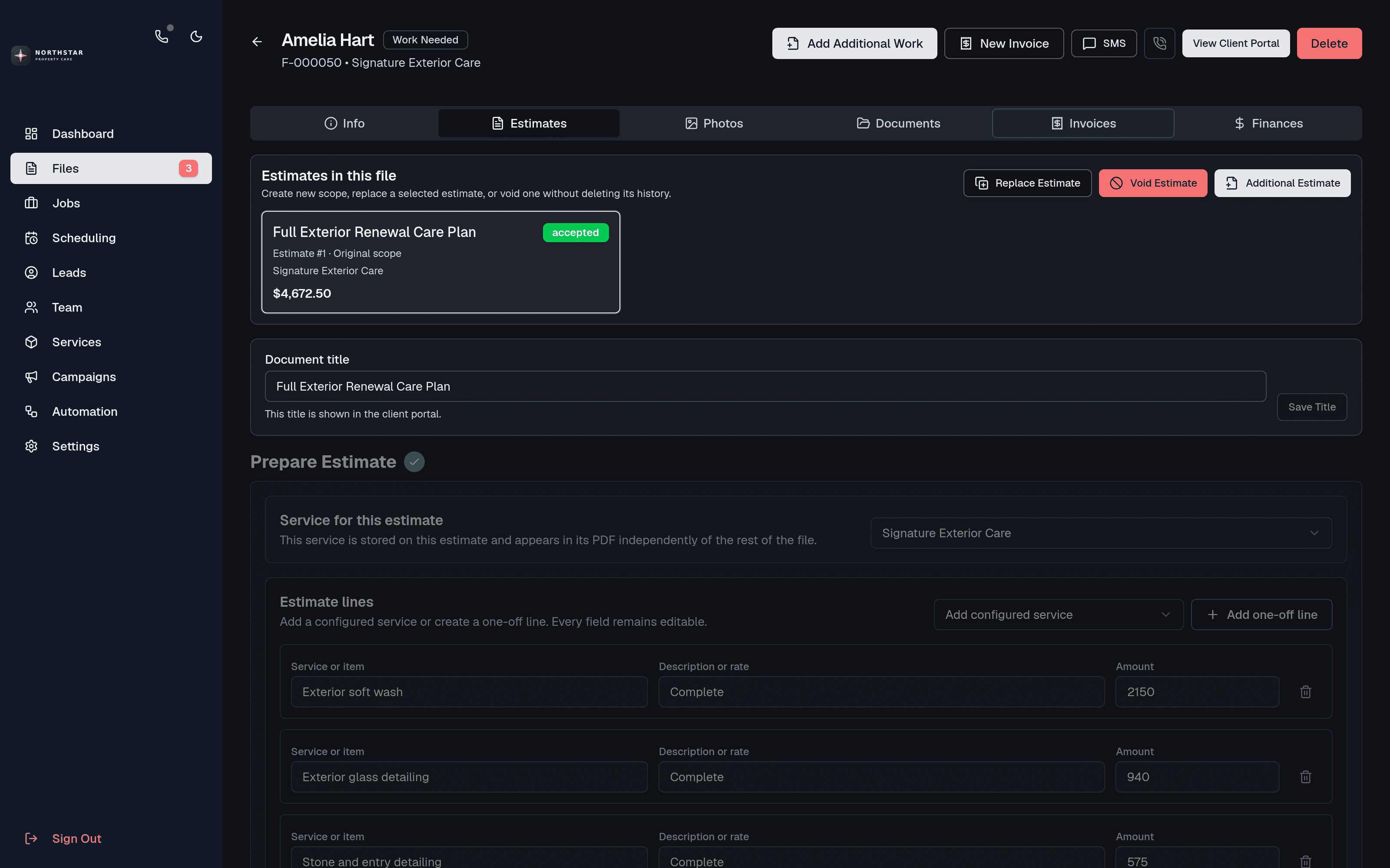 Interdatum CRM estimate builder screenshot